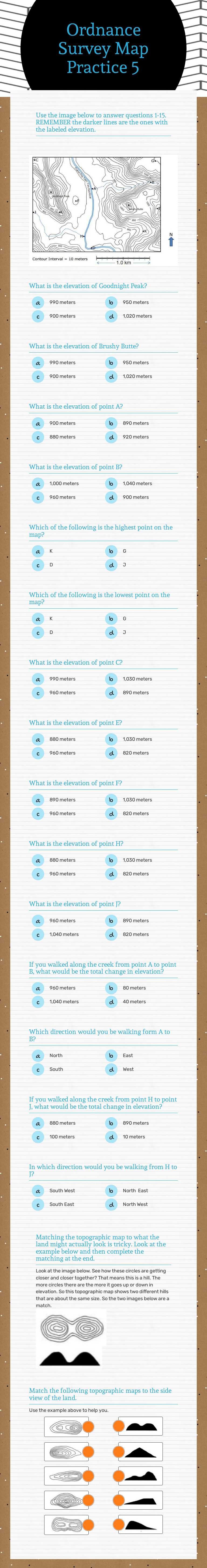 Ordnance Survey Map Practice 5 worksheet preview image