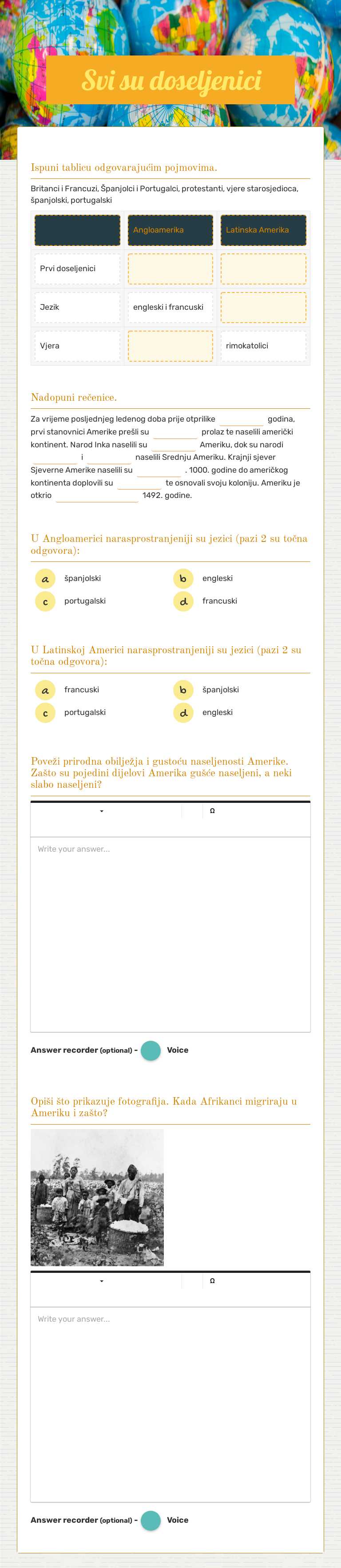 Svi su doseljenici worksheet preview image