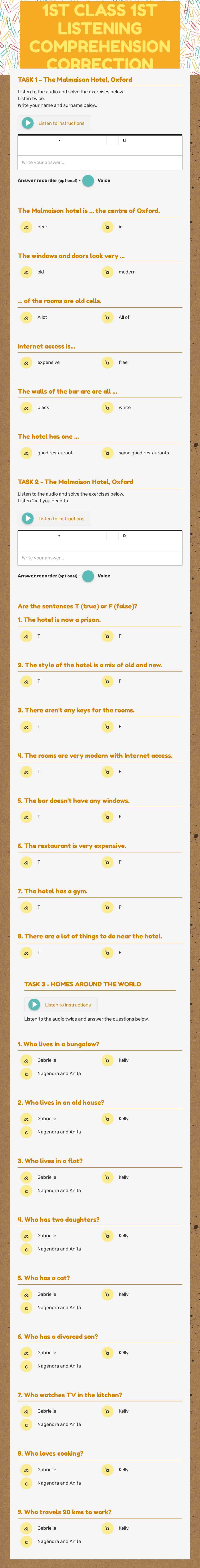 1ST CLASS
1ST LISTENING COMPREHENSION CORRECTION worksheet preview image