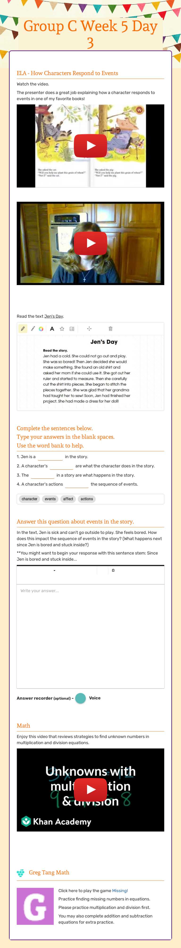 Group C Week 5 Day 3 worksheet preview image