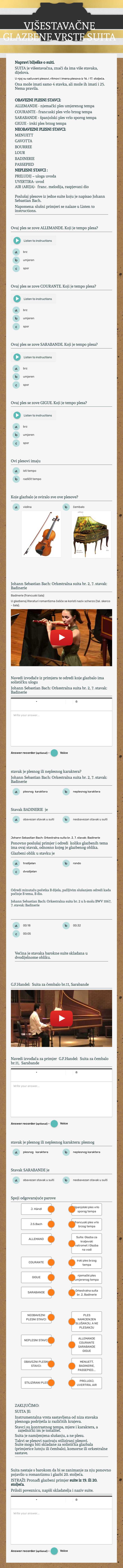 VIŠESTAVAČNE GLAZBENE VRSTE
 SUITA worksheet preview image