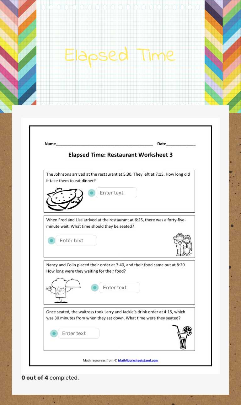 Elapsed Time worksheet preview image