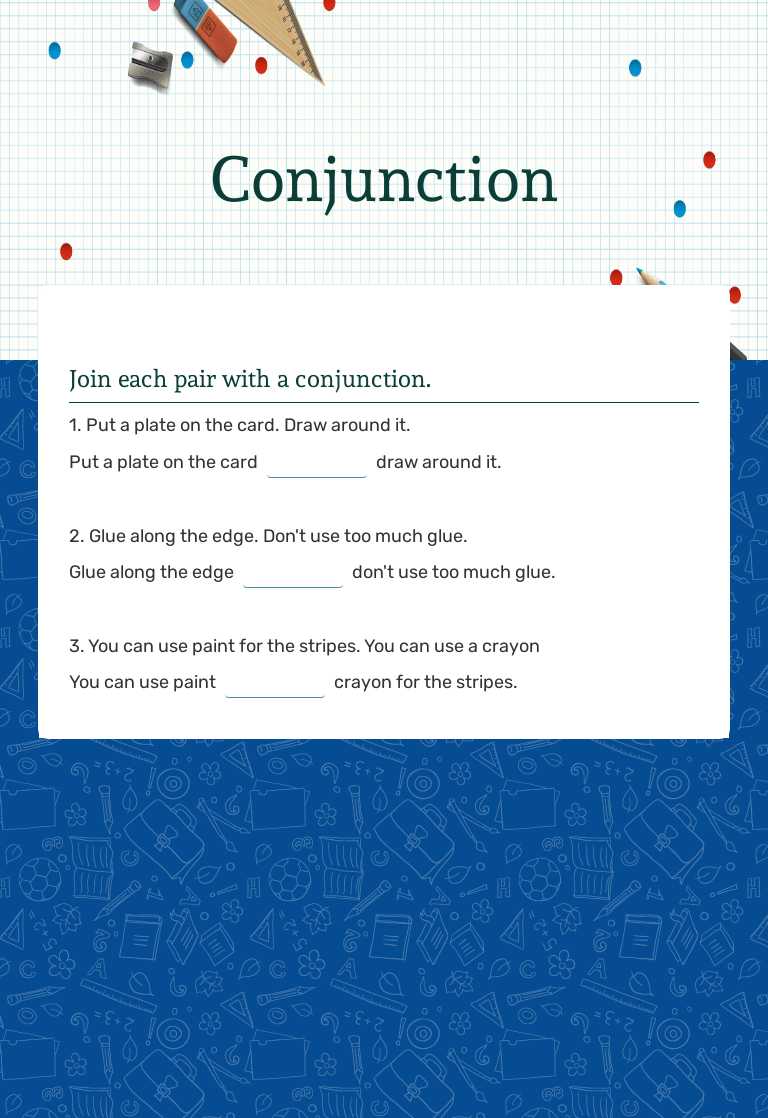 Conjunction worksheet preview image