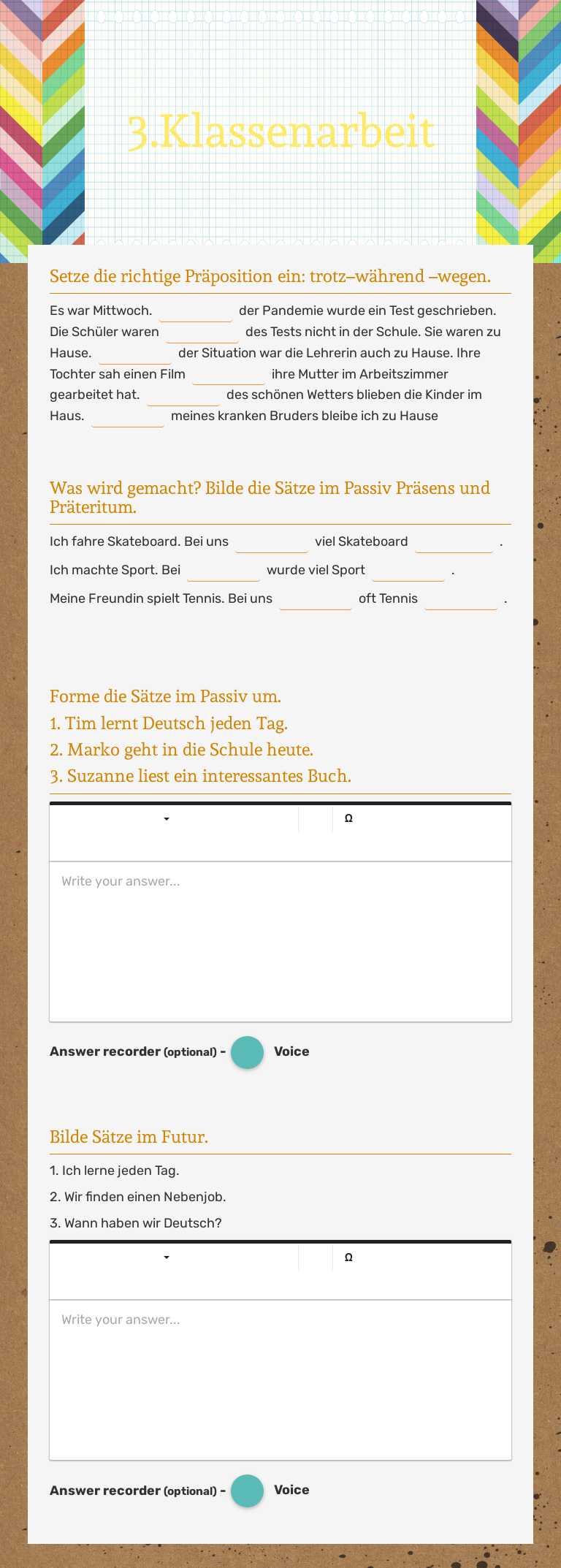 3.Klassenarbeit worksheet preview image