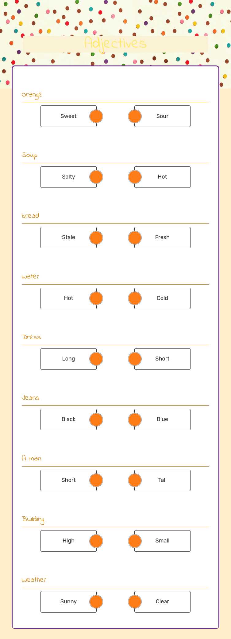 Adjectives Grade 5 worksheet preview