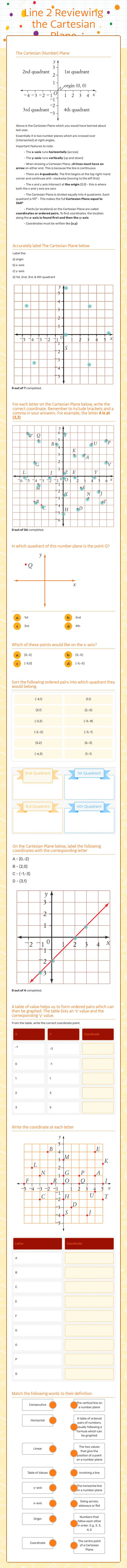 Line 2    Reviewing the Cartesian Plane worksheet preview image