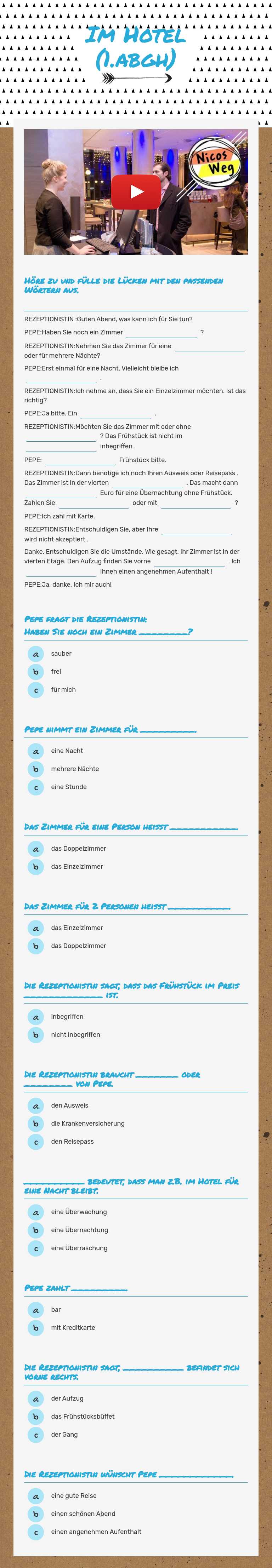 Im Hotel (1.abgh) worksheet preview image