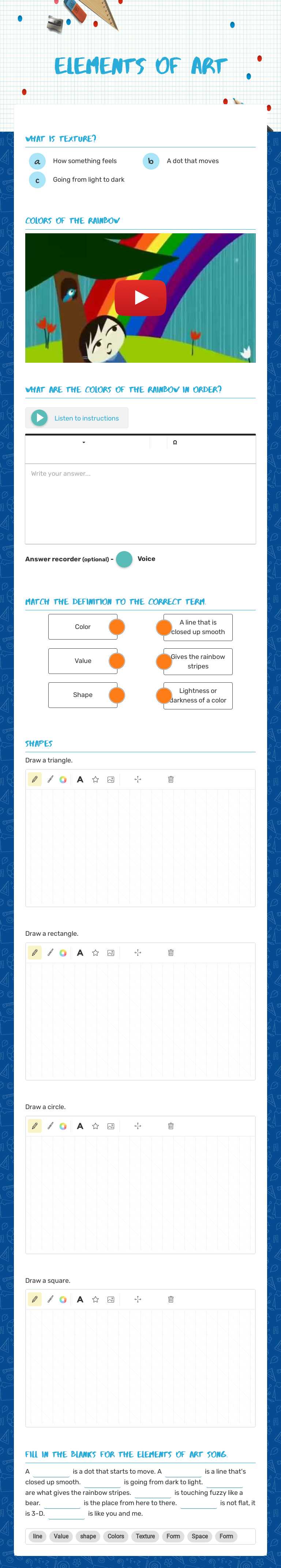 Elements of Art worksheet preview image