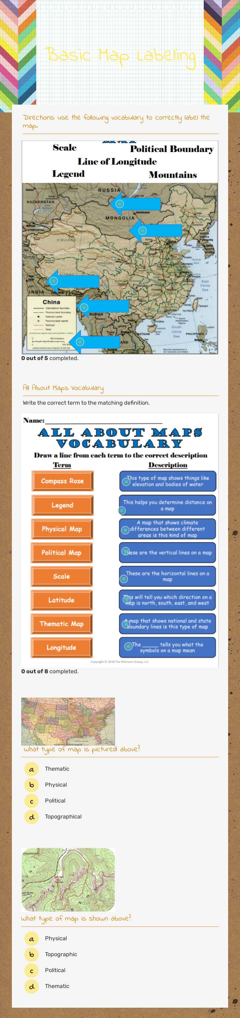 Basic Map Labeling worksheet preview image