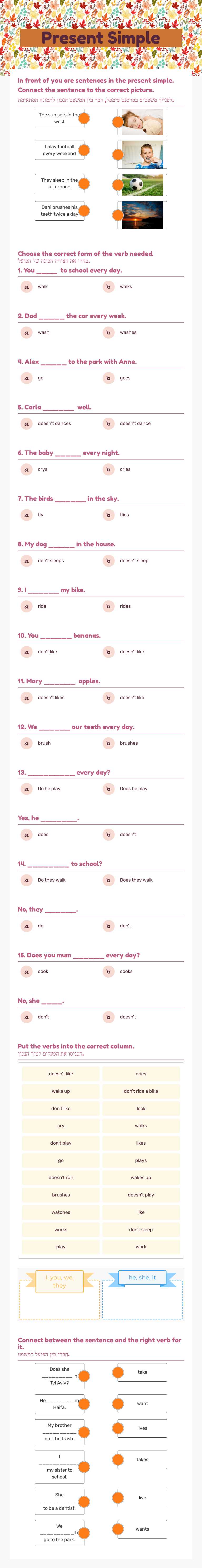 Present Simple worksheet preview image