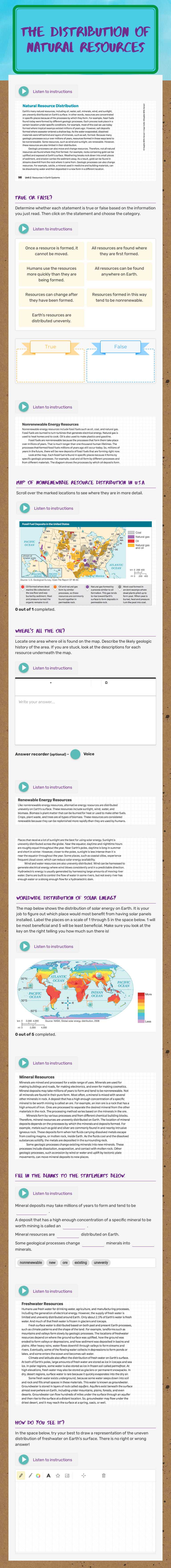 The Distribution of Natural Resources worksheet preview image