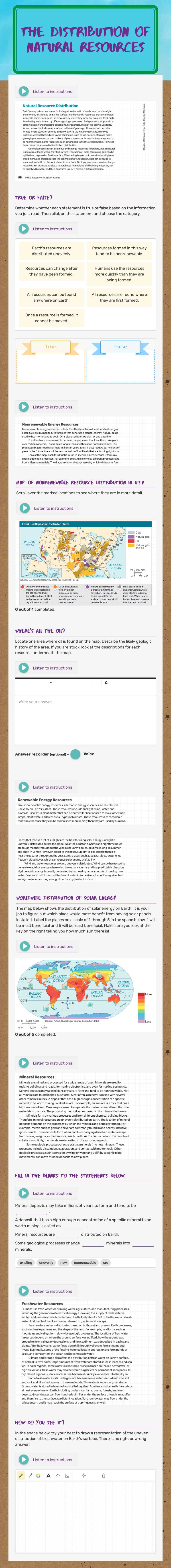 The Distribution of Natural Resources worksheet preview image