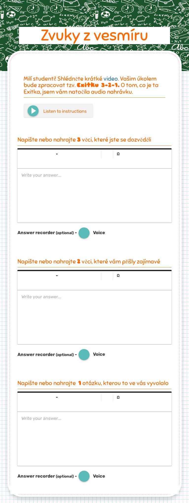Zvuky z vesmíru worksheet preview image