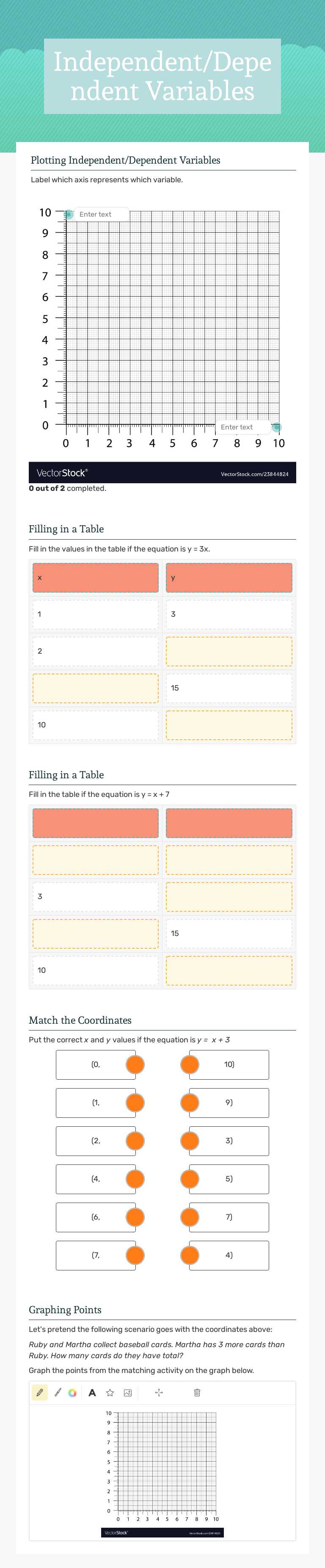 Independent/Dependent Variables worksheet preview image