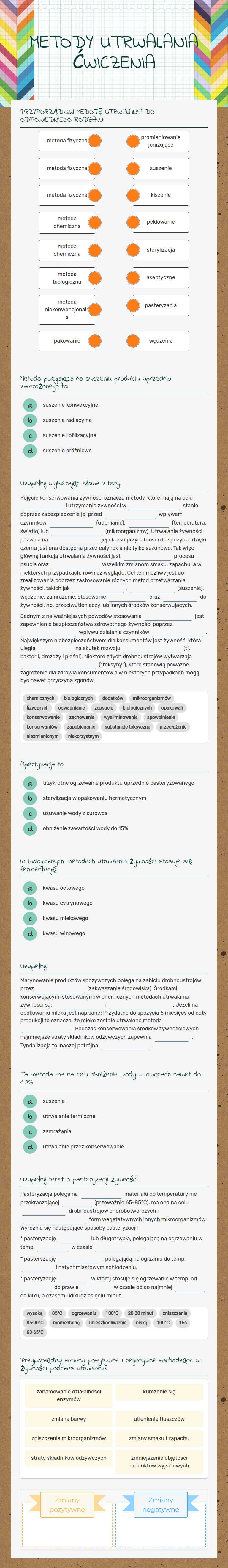METODY UTRWALANIA
ĆWICZENIA worksheet preview image