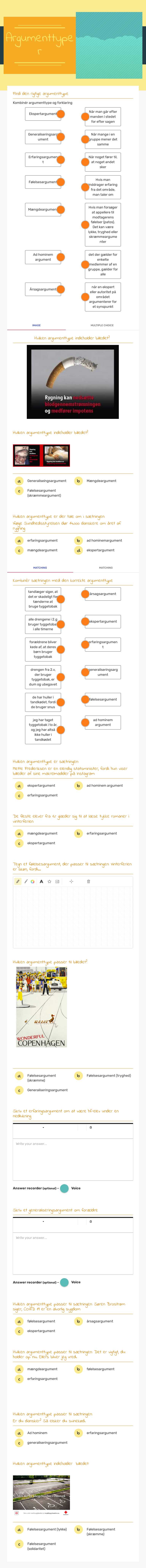 Argumenttyper worksheet preview image