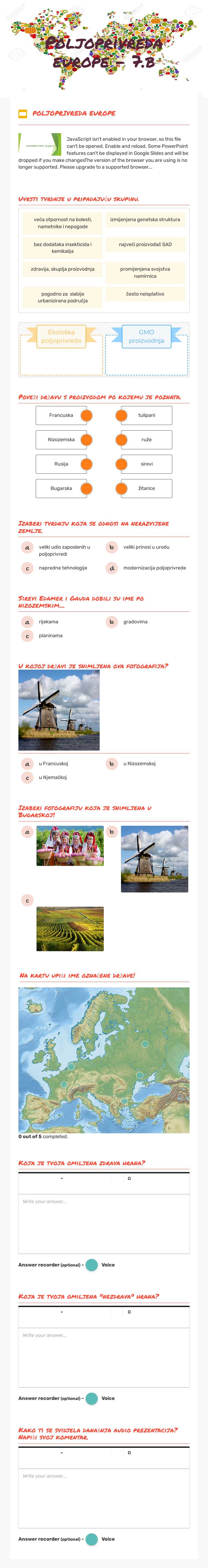 Poljoprivreda europe - 7.b worksheet preview image