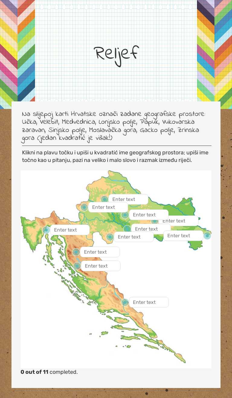 Reljef worksheet preview image