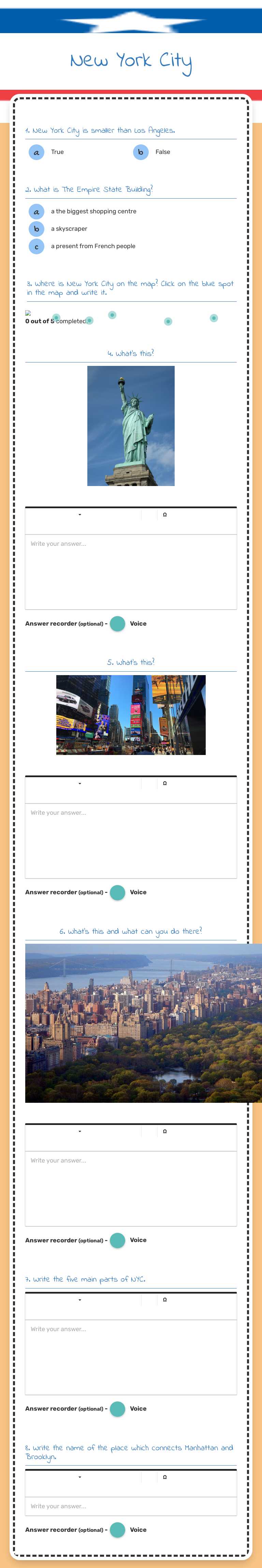 New York City worksheet preview image