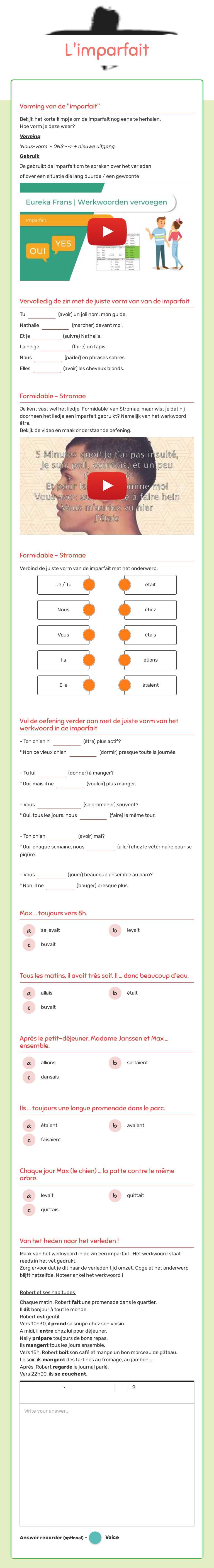 L'imparfait worksheet preview image