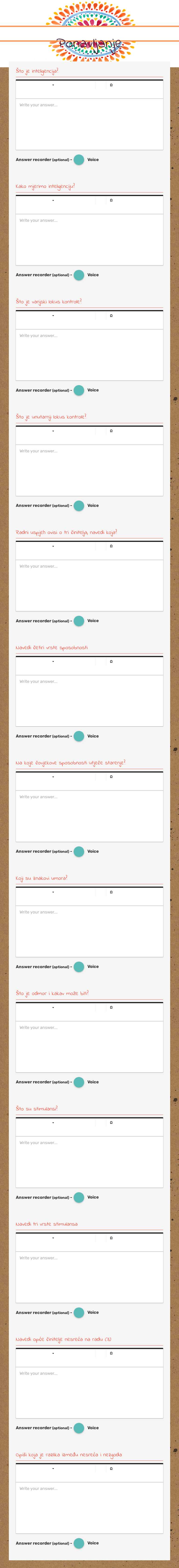 Ponavljanje worksheet preview image