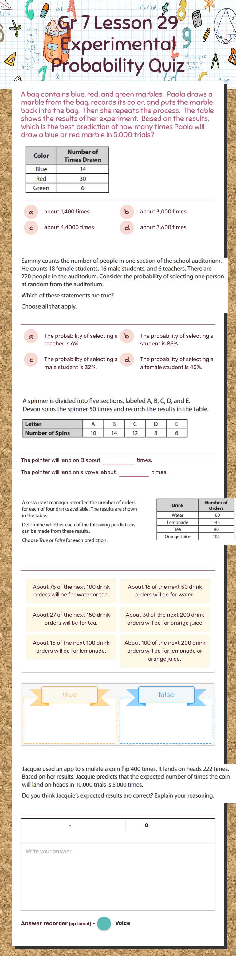 Probability 
Practice worksheet preview image
