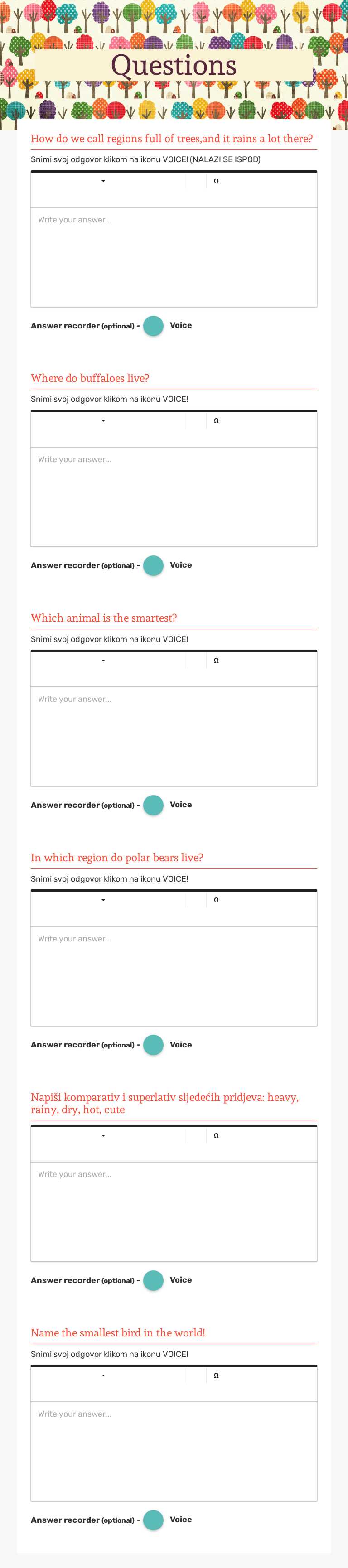 Questions Grade 5 worksheet preview