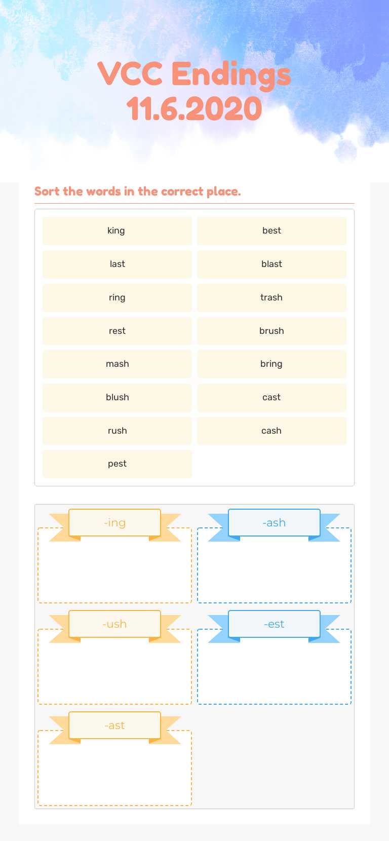 VCC Endings 11.6.2020 worksheet preview image