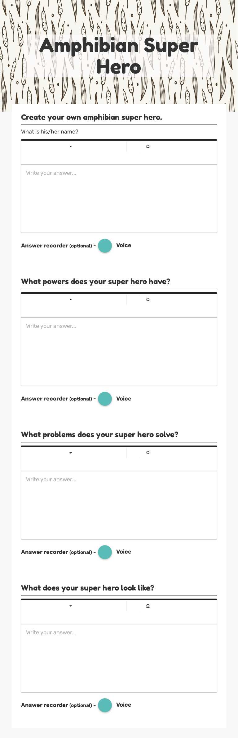 Amphibian Super Hero worksheet preview image