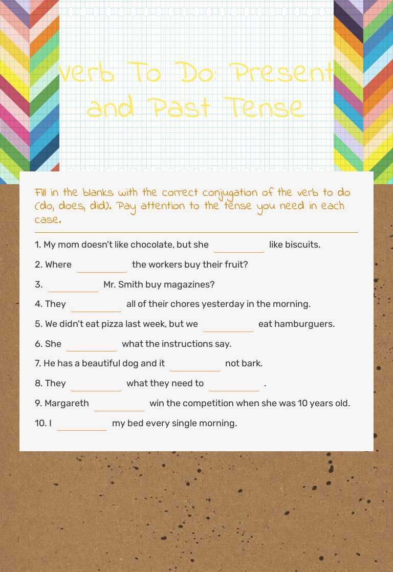 Verb To Do: Present and Past Tense worksheet preview image