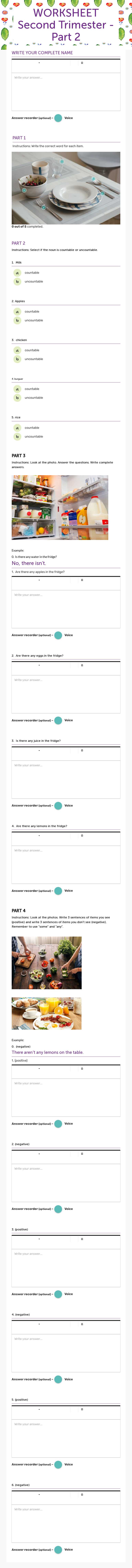 WORKSHEET Second Trimester - Part 2 Grade 6 worksheet preview