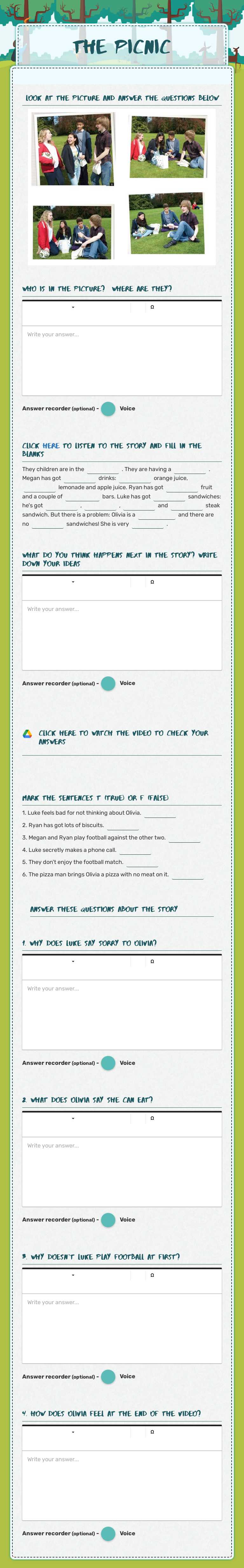 the picnic worksheet preview image