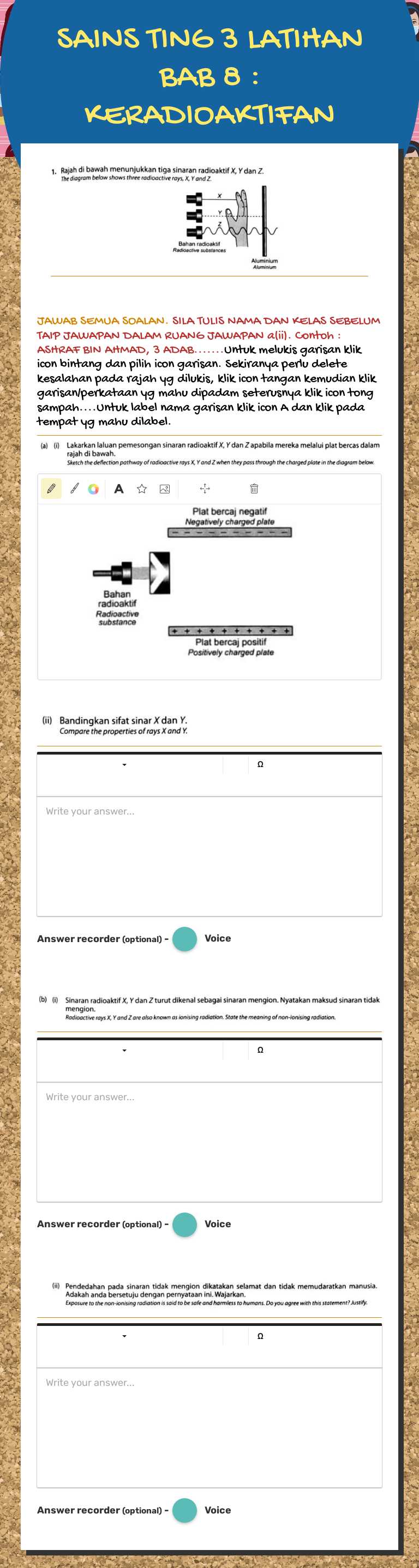 SAINS TING 3 LATIHAN BAB 8 : KERADIOAKTIFAN worksheet preview image