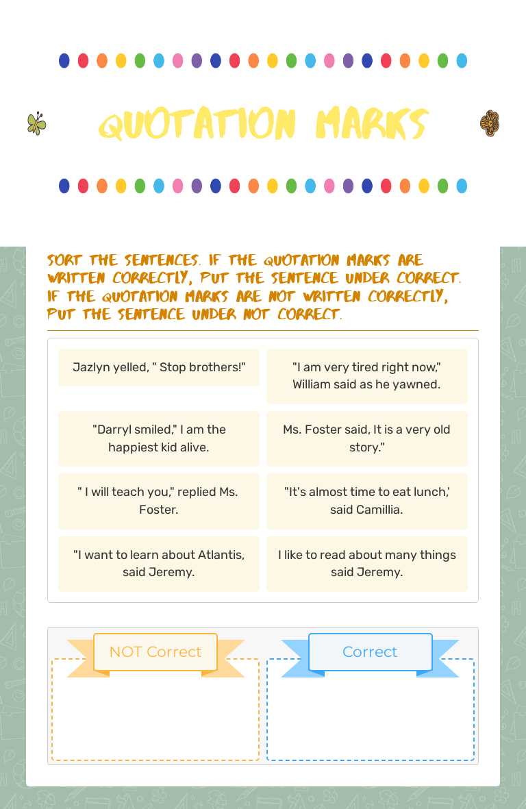 Quotation Marks worksheet preview image