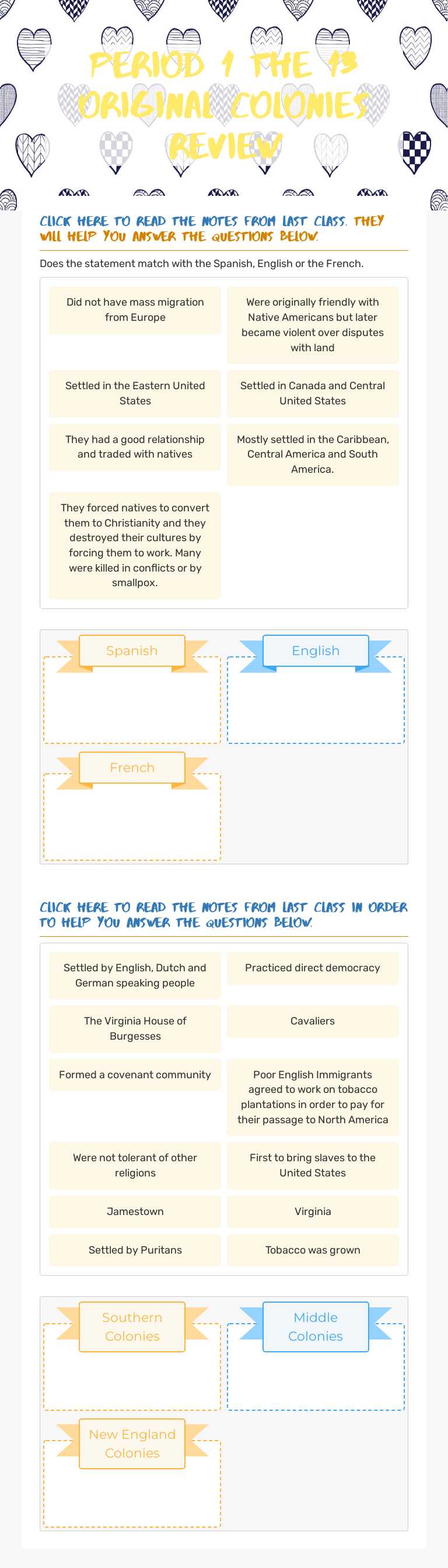 Period 1    
The 13 original colonies Review worksheet preview image