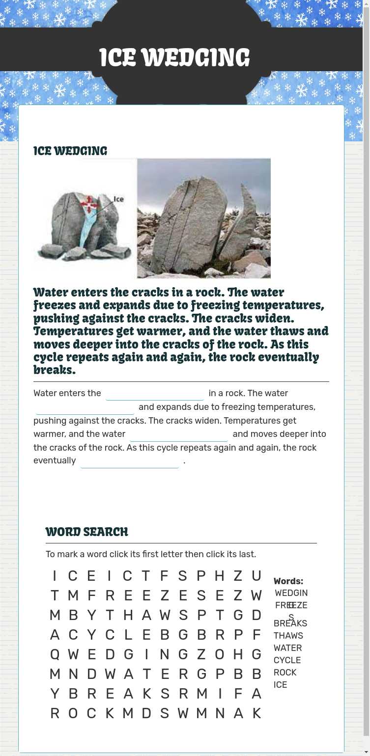 ICE WEDGING worksheet preview image