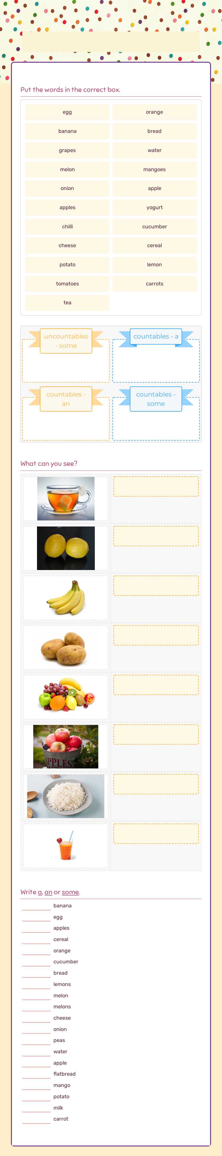 Family and Friends 3   unit 8 - a, an, some worksheet preview image