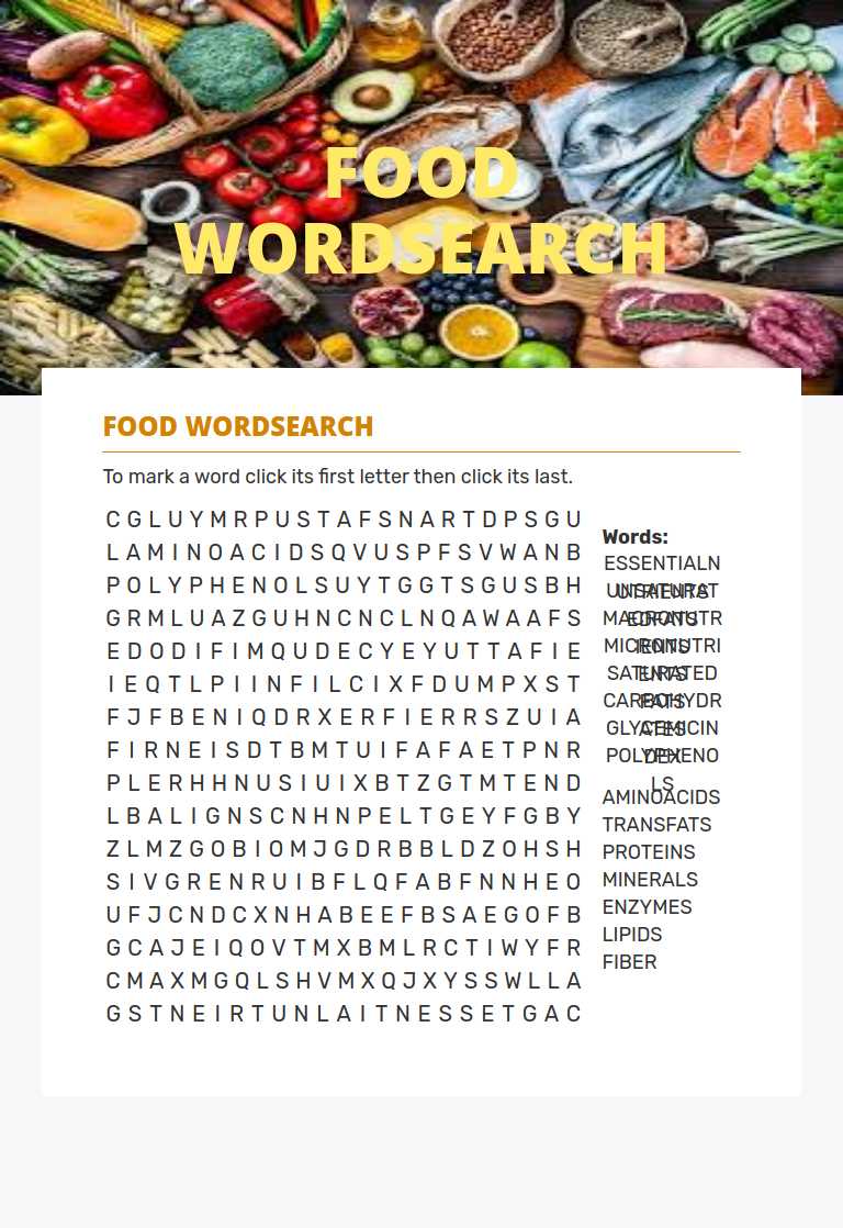 FOOD WORDSEARCH worksheet preview image