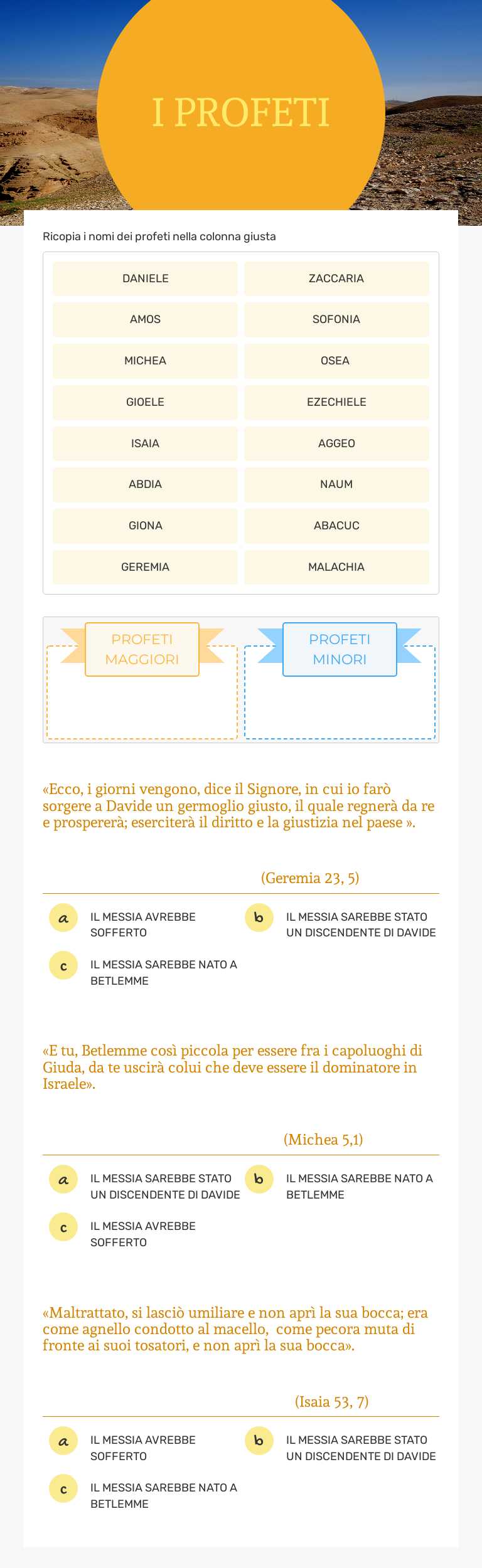 I PROFETI Grade 1 worksheet preview