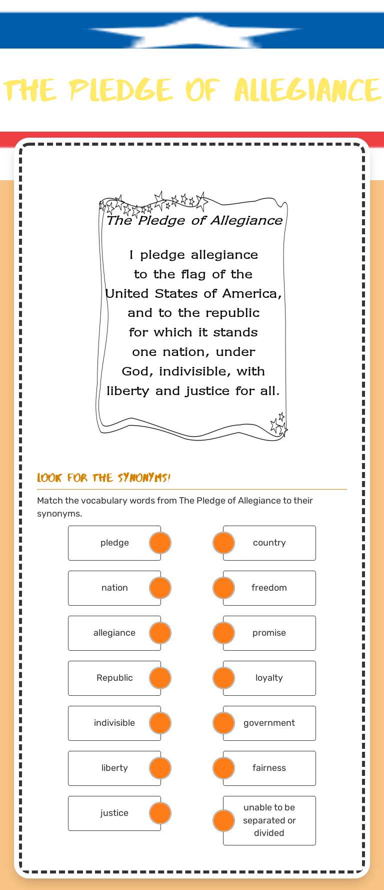 The pledge of allegiance worksheet preview image