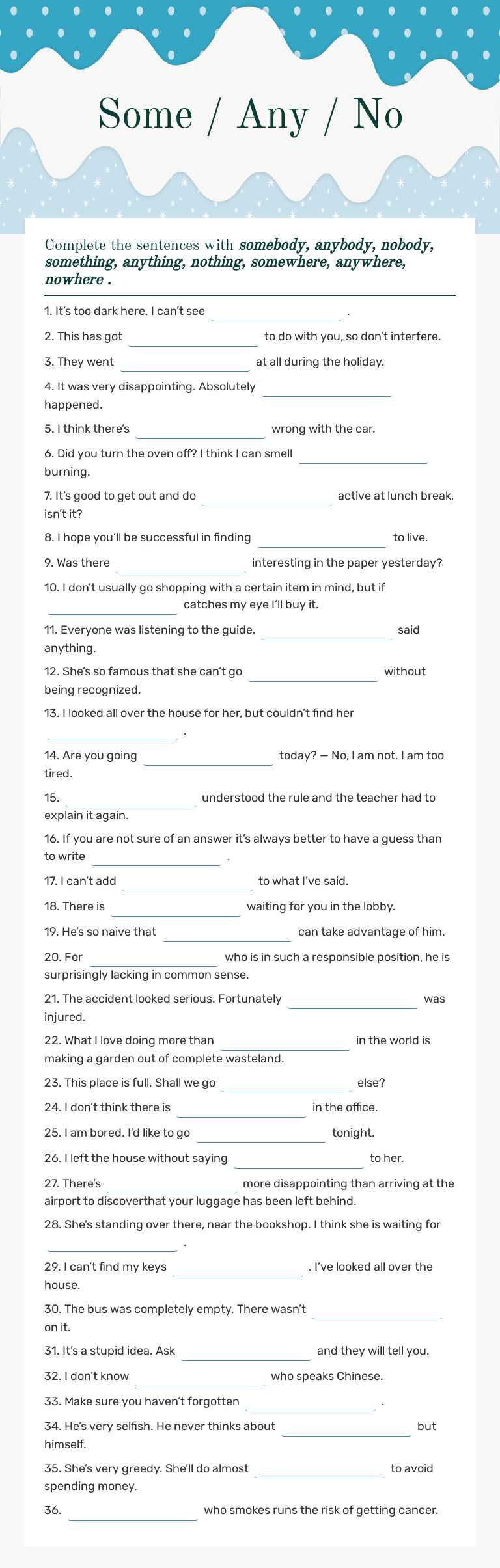 Some / Any / No worksheet preview image