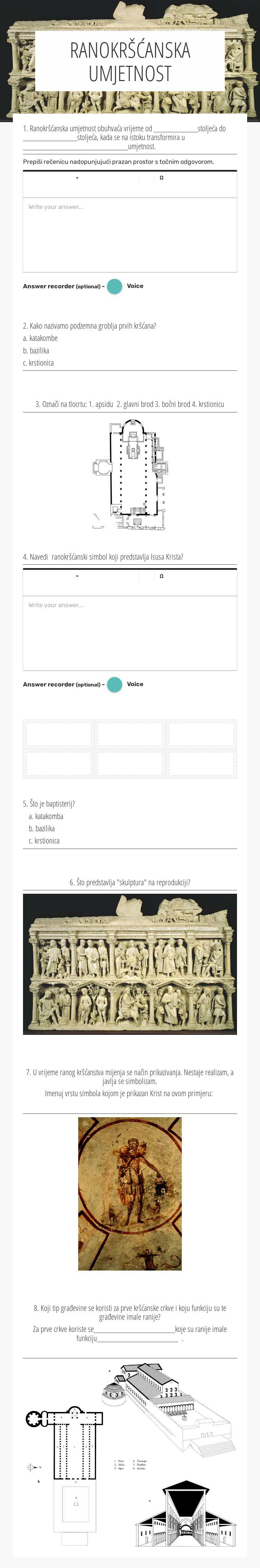 RANOKRŠĆANSKA UMJETNOST worksheet preview image