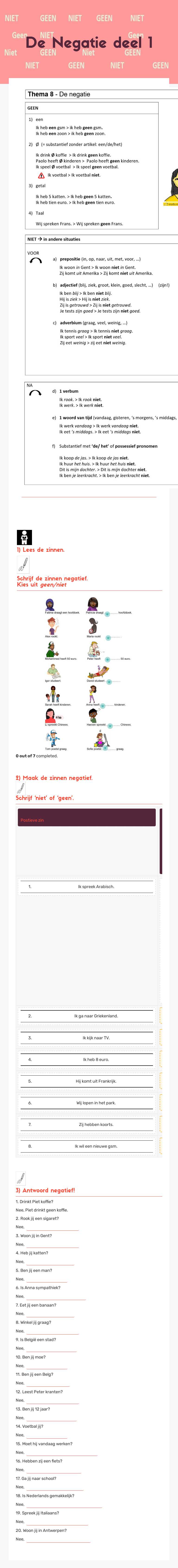 De Negatie deel 1 worksheet preview image