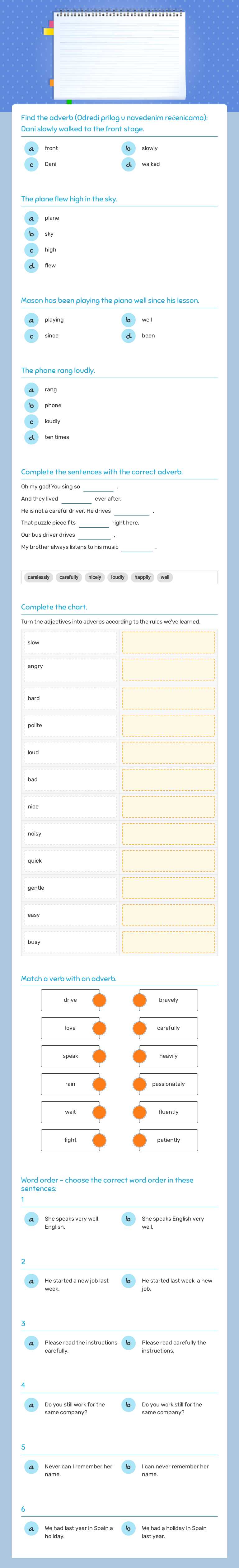 Adverbs worksheet preview image