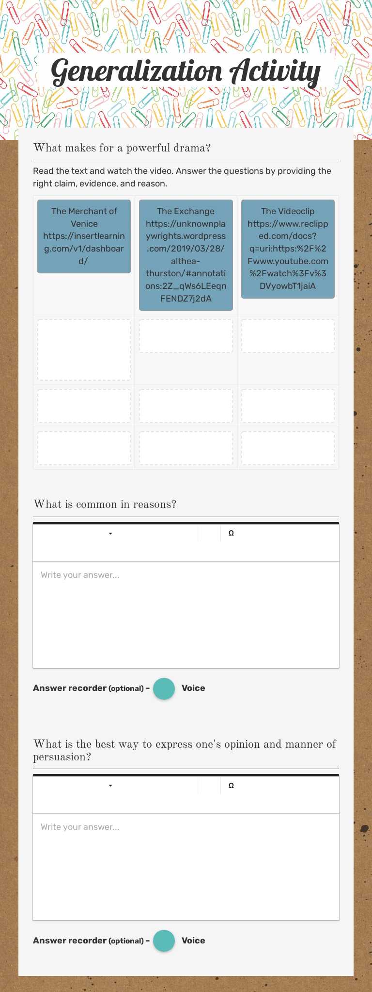 Generalization Activity Grade 9 worksheet preview