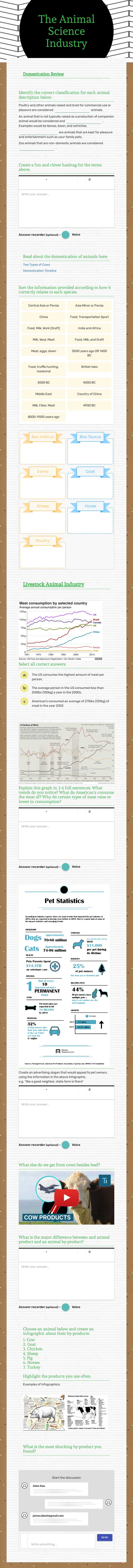 The Animal Science Industry Grade 10 worksheet preview