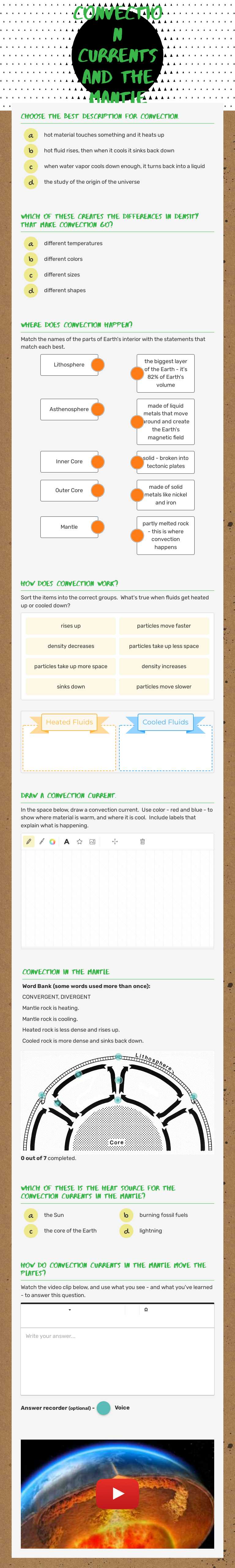 Convection Currents 
and the Mantle Grade 10 worksheet preview