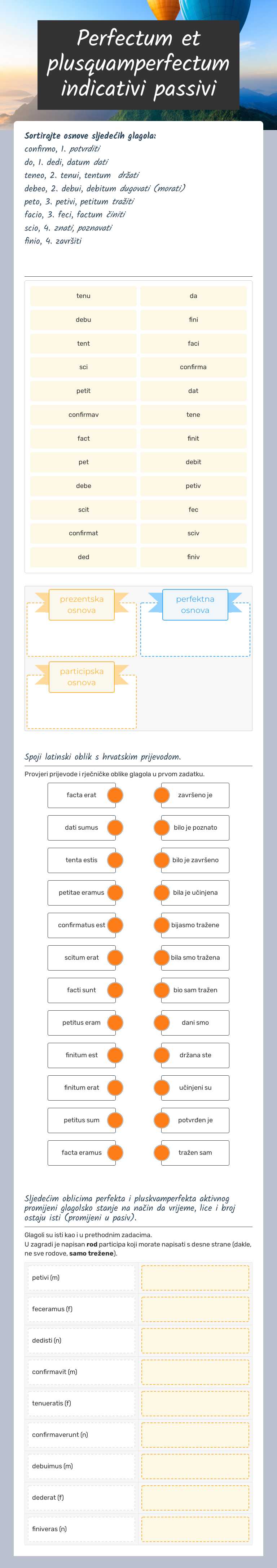 Perfectum et plusquamperfectum indicativi passivi worksheet preview image