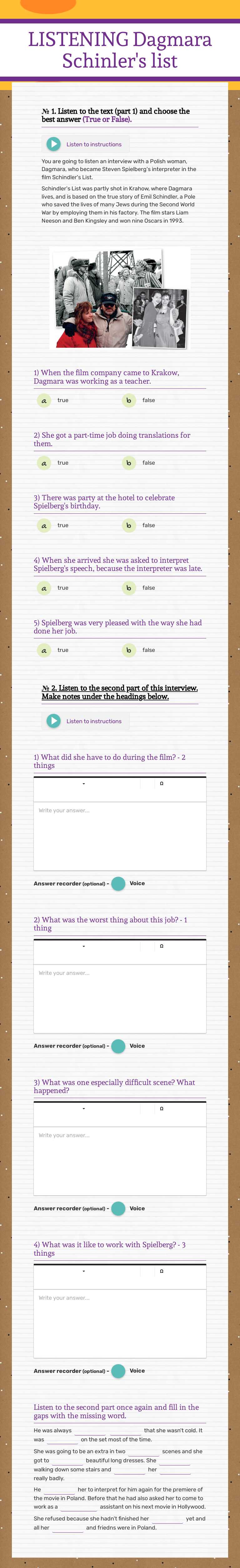 LISTENING Dagmara
Schinler's list worksheet preview image