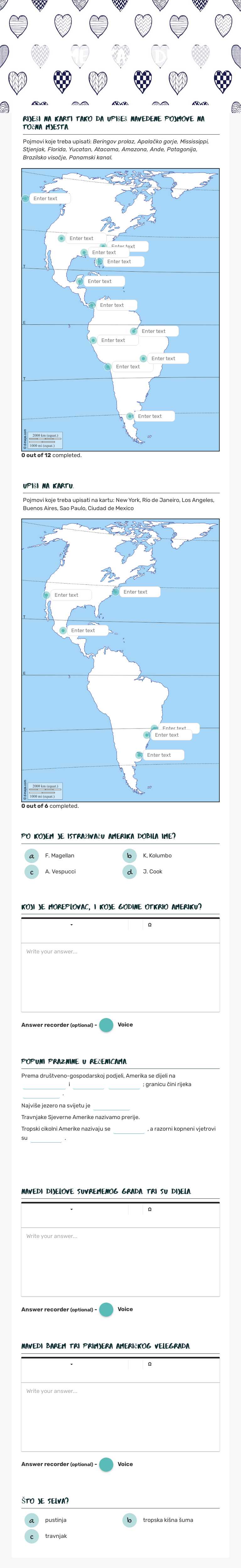 Amerika-I. dio Grade 6 worksheet preview